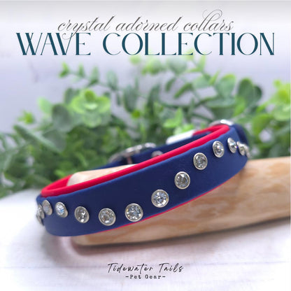Wave Collection, BioThane Collar with Crystals