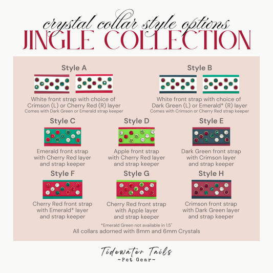 Jingle Collection, Christmas Holiday BioThane Collar with Crystals