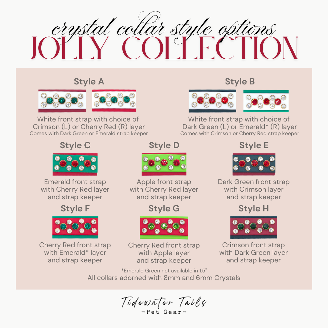 Jolly Collection, Christmas Holiday BioThane Collar with Crystals