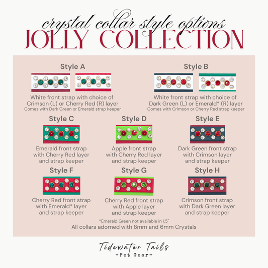 Jolly Collection, Christmas Holiday BioThane Collar with Crystals
